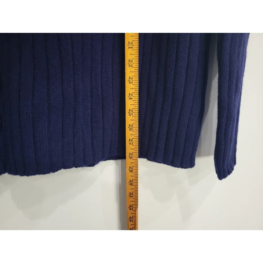 Vintage GAP Mens Lambswool Ribbed Knit Crew Neck Sweater Navy Blue‎ Large